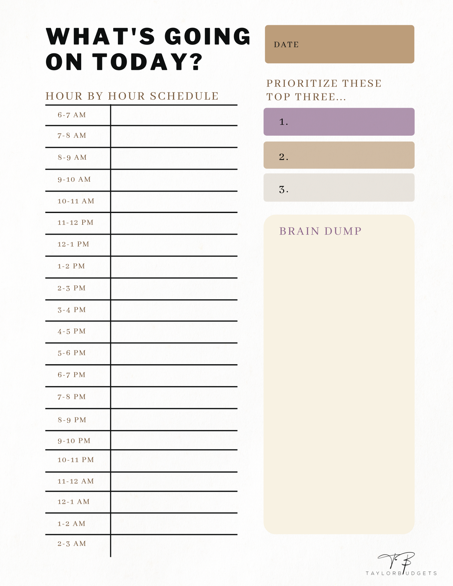 Daily Plan of Attack Printable